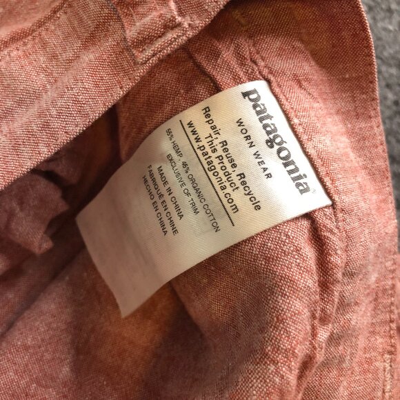 Patagonia Back Step Shorts Mens 30 Pink Red Natural Hemp Organic Cotton Chambray - Picture 4 of 11